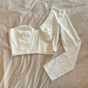 Pretty Little Thing, White One Shoulder Crop Top, Size 4